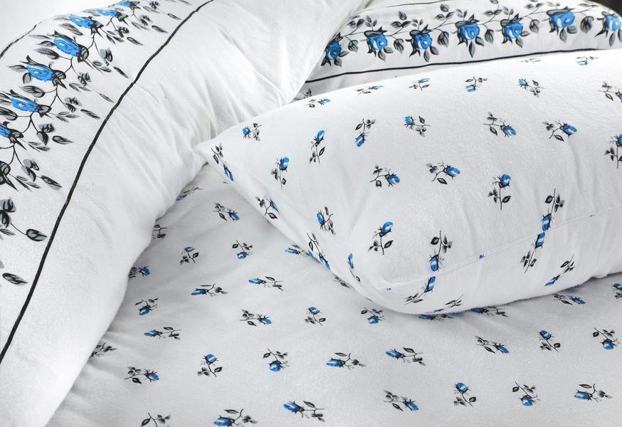 Rosebud Flannelette Sheet Set - Blue - Single