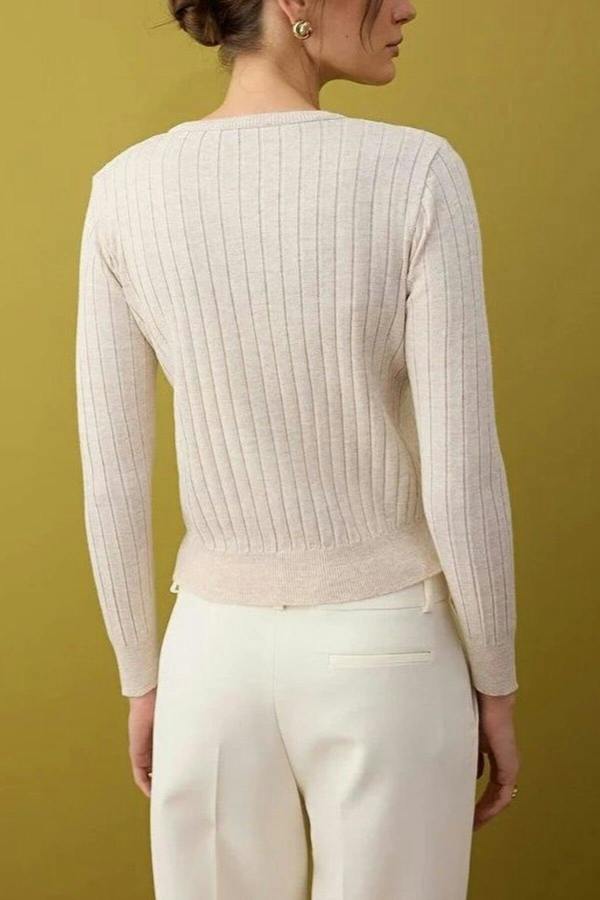 WOVCOR 2-Piece Basic Knit Cardigan-Blouse Set