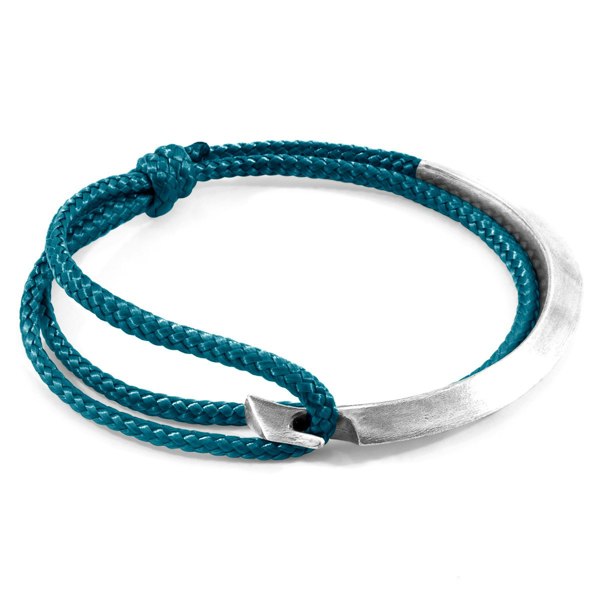 Anchor & Crew Ocean Blue Hove Silver and Rope Bracelet