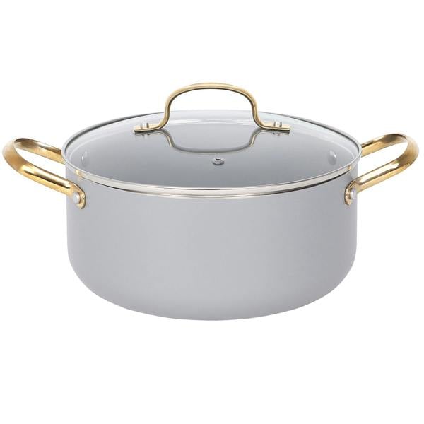 Gr8 Home Grey Gold Induction 10 Pc Cookware Set Non Stick Frying Pan Saucepan Cooking Pot