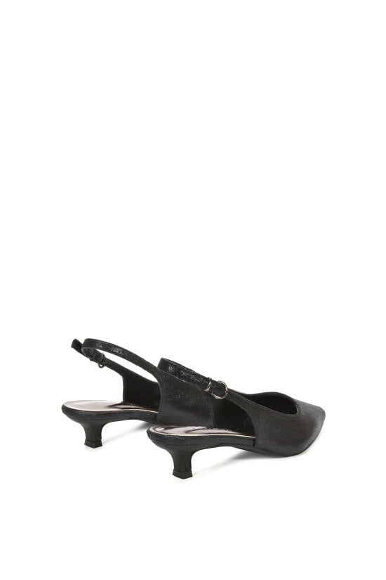 XY LONDON Slingback Kitten Heel Court Shoes With Pointed Toe