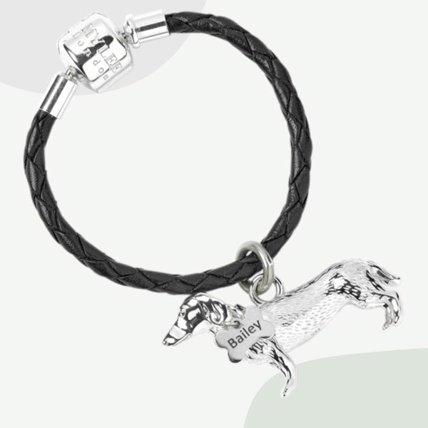Dachshund Silver Keyring - Personalised - MYLEE London