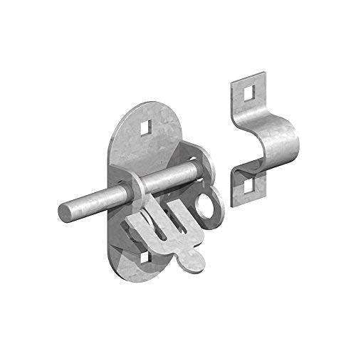 EDH Door Hardware Oval Pad Bolt 4" Black BZP Galvanised Gate Shed Door Lock 102mm Padbolt (Galvanised (Hot Dipped))