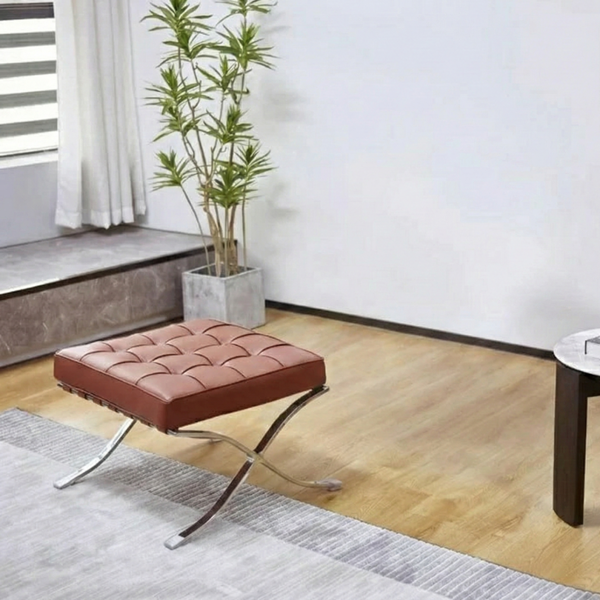 Rit Concept Barcelona Chair And Stool, Real Leather