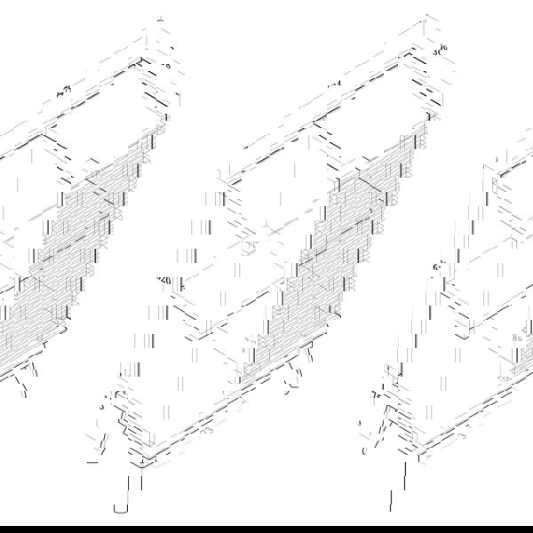 All internal and external dimensions of the display cabinet.