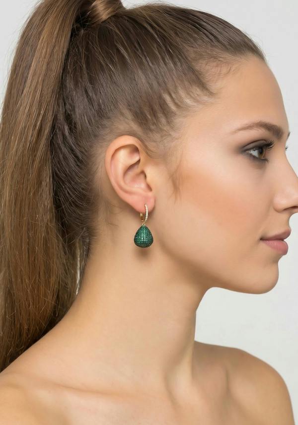 Latelita Valerie Pear Drop Gemstone Earring Gold Emerald Green