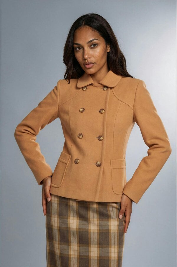 Myles Anthony Caramel Reefer Style Wool & Cashmere Jacket