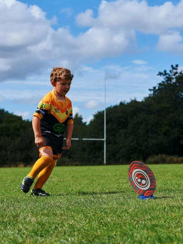 Street Rugby Ball Size 5 – Black/Orange, Durable, High Visibility - Optimum