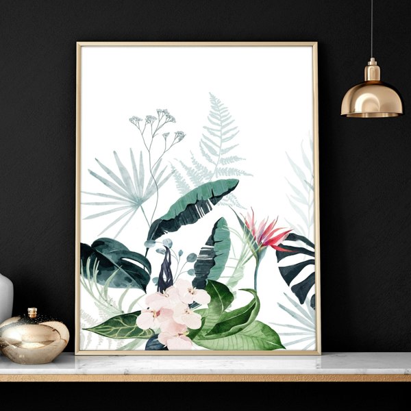 Wall painting for living room | Set of 3 Tropical wall art