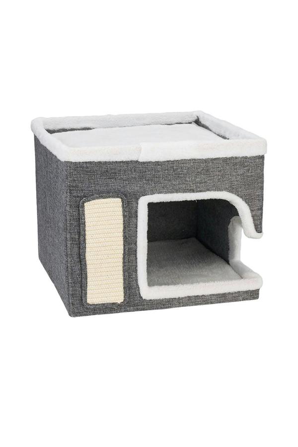 Living and Home 2-in-1 Cat House with Scratch Pad and Fluffy Ball
