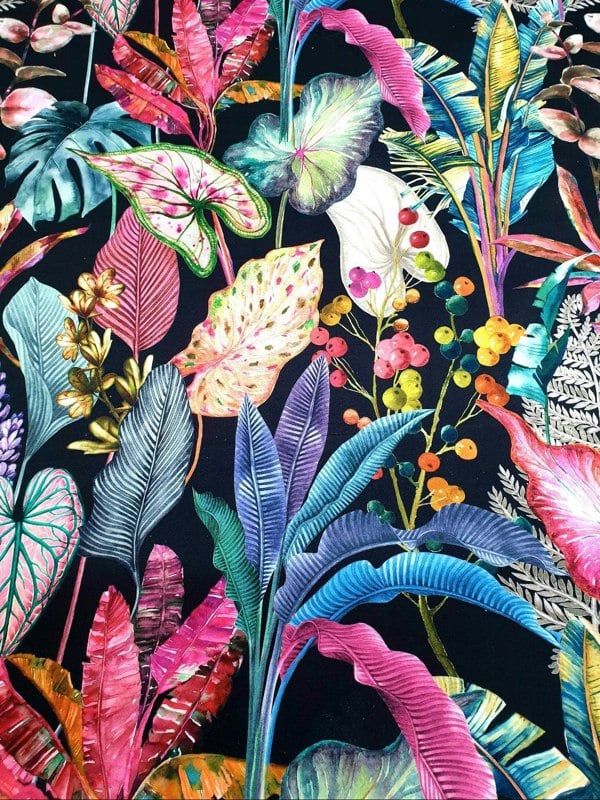 Love Frankie Acid Jungle Lampshade With Gold Lining and Hot Pink Fringing