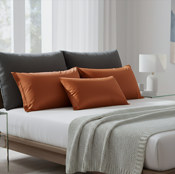 Anyhouz Pillowcase Orange Luxury Soft Natural Mulberry Silky Two Sided Satin Cover