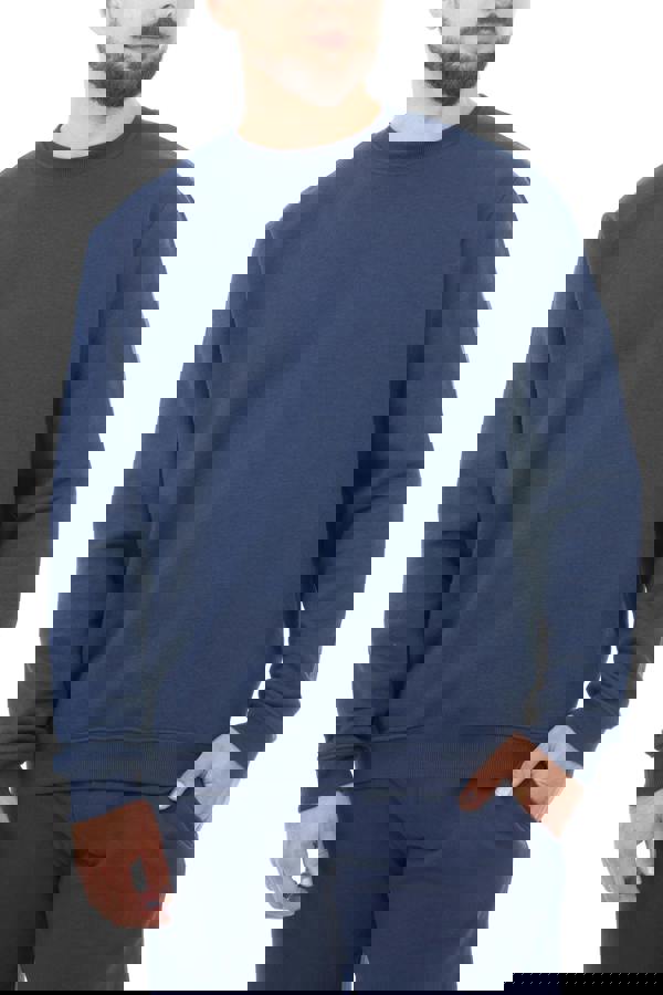 Smart Living Mens Polycotton Sweatshirt - Casual Long Sleeve Crewneck Pullover Jumper - Navy