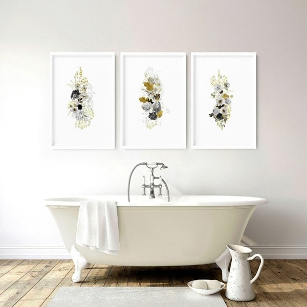 Wall decor for the bathroom | set of 3 Shabby Chic wall prints