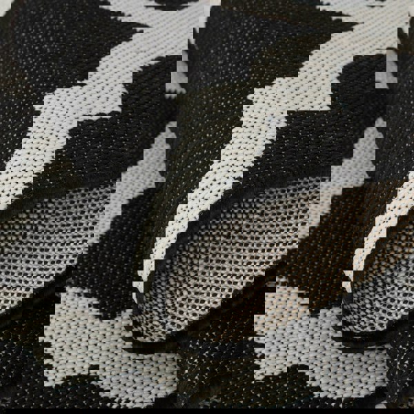 Black Trellis Design Outdoor Rug for Garden & Patio