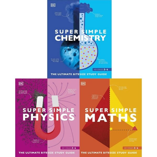 Super Simple Study Guide Series 3 Books Collection Set Maths, Chemistry, Physics