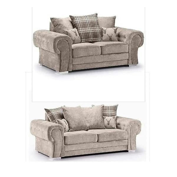 Snug Furniture Verona 3+2 Scatter-back Chenille Grey/Beige