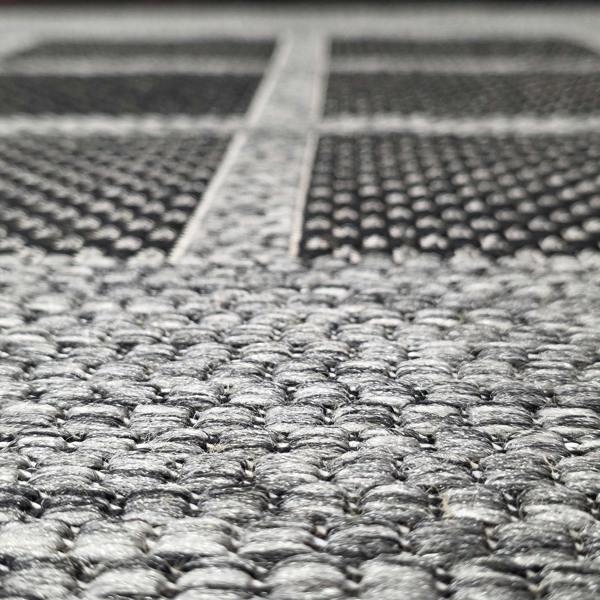Non-Slip Grey Black Rug Geometric Border Design Flat Weave Kitchen Dining Room Living Room Area Mat
