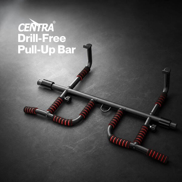 Centra Pull Up Bar Doorway No Drill 200kg Heavy Duty Carbon Steel for Home Black