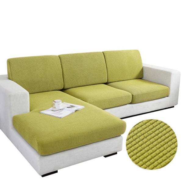 Anyhouz Anyseat Sofa Cover Green Polyester Thick Stretchable Cushion For Living Room 1Pc Enlarge Size 160-185cmx85-105cm