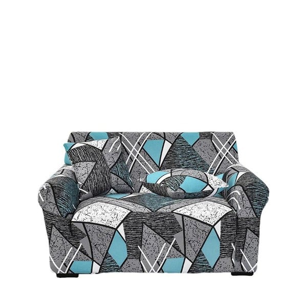 Anyhouz Anyseat Sofa Cover Dark Grey Geometric Style 2 Seater
