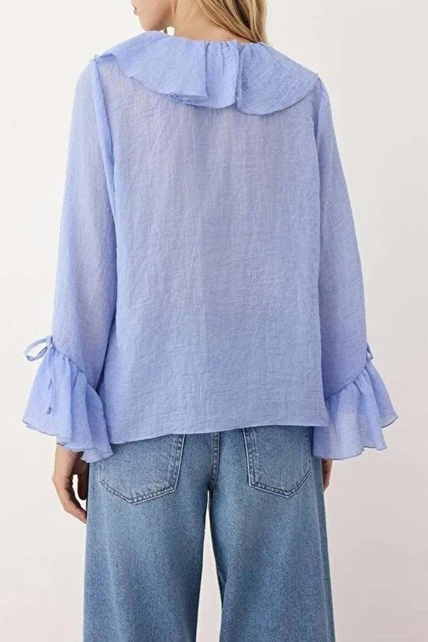 WOVCOR Ruffled Boho Long-Sleeve Woven Blouse