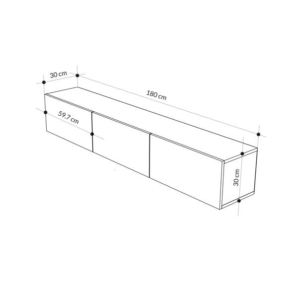 Decortie Francy Modern Wall Mounted TV Unit 55" Multimedia Centre 180cm