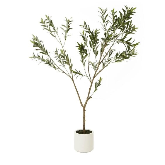 Wyld Haus 180cm Tall Mediterranean  Artificial Olive Tree In White Ceramic Pot