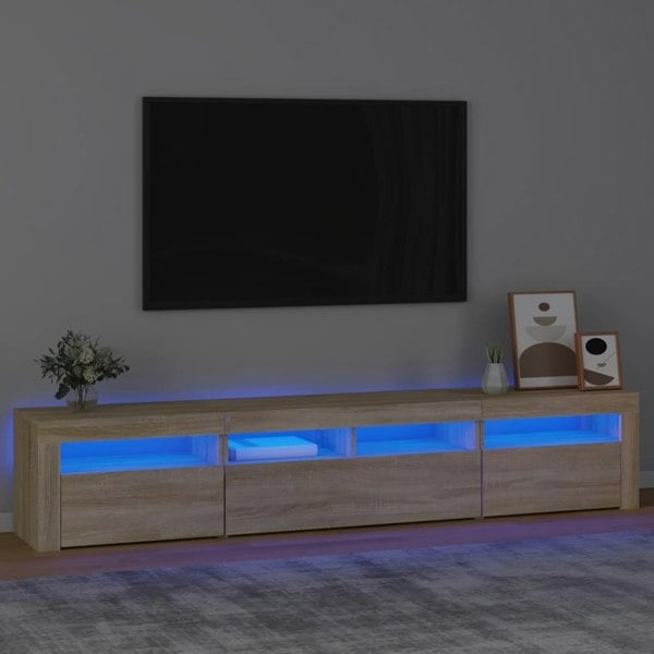 Berkfield TV Cabinet with LED Lights Sonoma Oak 210x35x40 cm