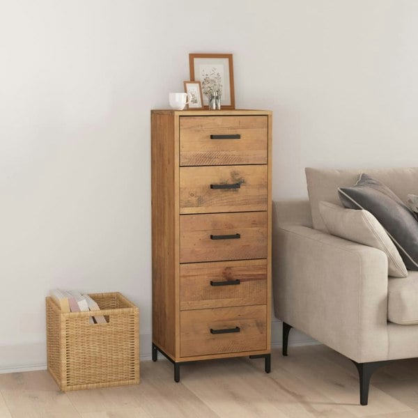 Berkfield Chest of Drawers 42x35x110 cm Solid Pinewood