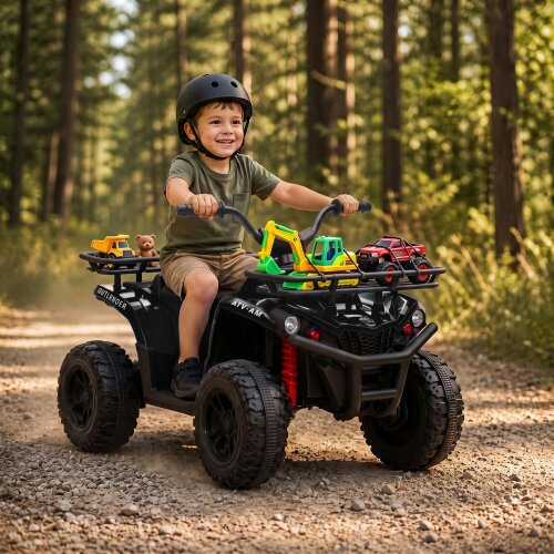 AIYAPLAY 12V Ride on ATV with Dual Motors Soft Start Battery Display, Black