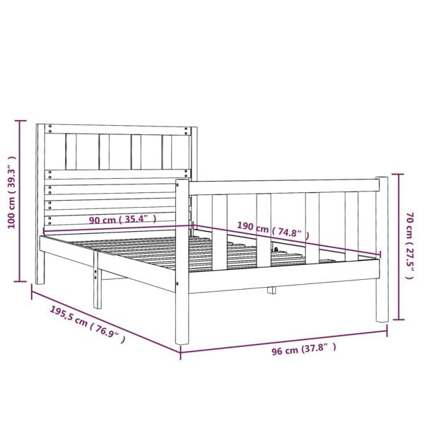 Berkfield Bed Frame 90x190 cm Single Solid Wood