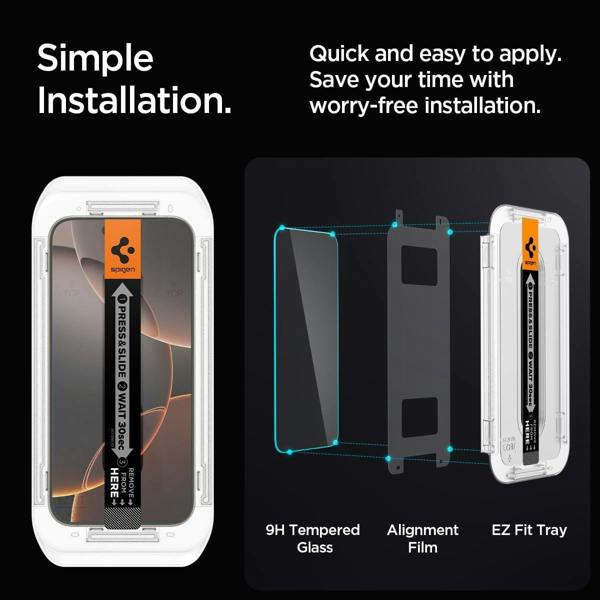 Spigen Glastr EZ Fit HD Screen Protector for iPhone 16 Pro Max 6.9" 2 Pack - AGL07907