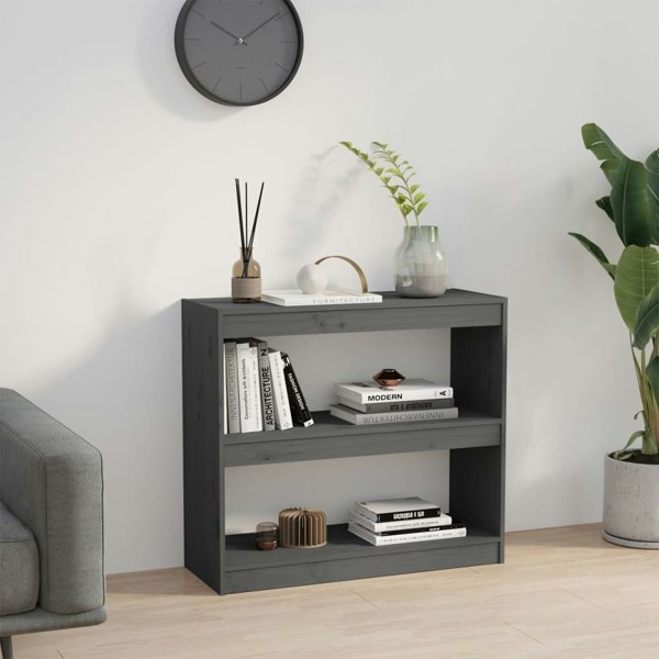 Berkfield Book Cabinet/Room Divider Grey 80x30x71.5 cm Solid Wood Pine