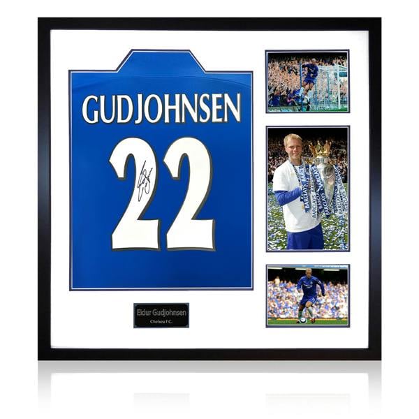 Eidur Gudjohnsen Signed Chelsea Shirt Elite Frame