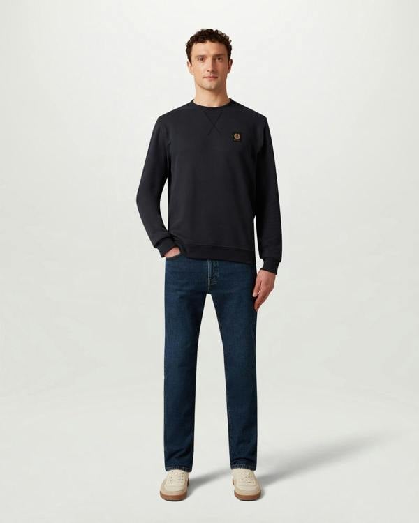 Belstaff Mens Logo Sweatshirt - Dark Ink | CHO | Designer Mens Crew Neck Sweatshirts