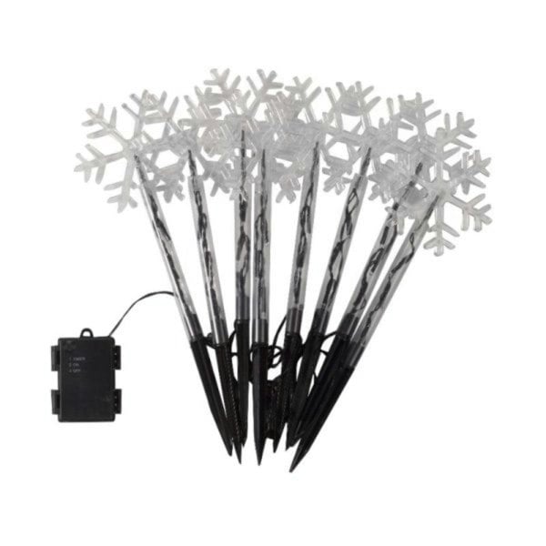 Samuel Alexander Set of 8 Battery Operated LED Multi Coloured Snowflake Path Lights Christmas Decoration with Timer