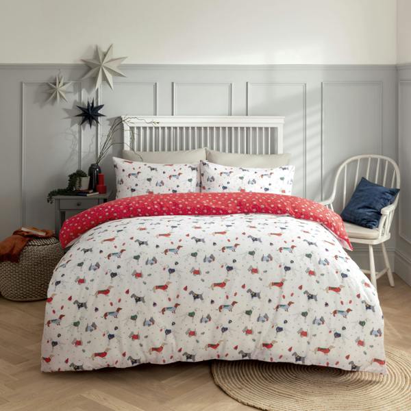 Smart Living Christmas Jumper Dog Puppies Reversible Duvet Set - Multi
