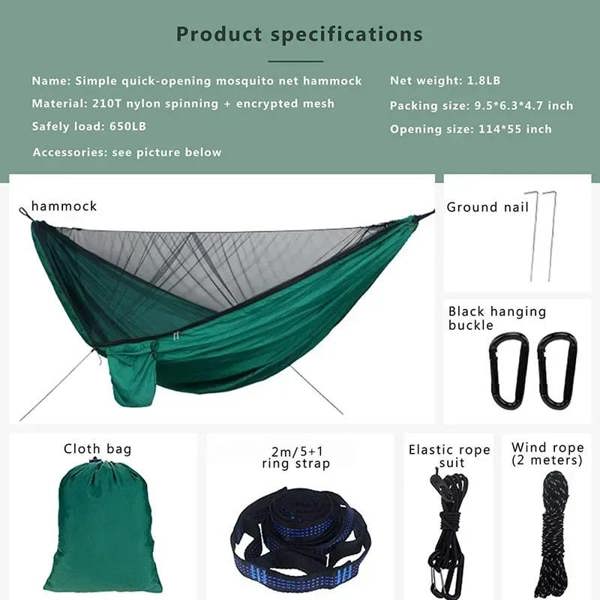 OLPRO Portable Hammock with Canopy & Bug Net