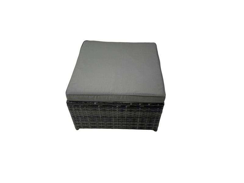 Fimous Outdoor Corner Sofa Chair Dining Table Set Garden Rattan Furniture Set 10 Seater with Side Table 2 Big Stools Dark Grey