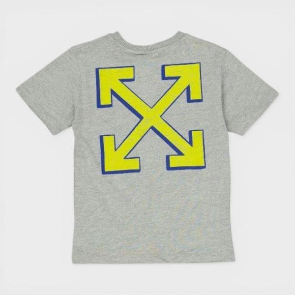 Off-White Kids Arrow Doodle Graphic Basic Fit Tee Grey Yellow