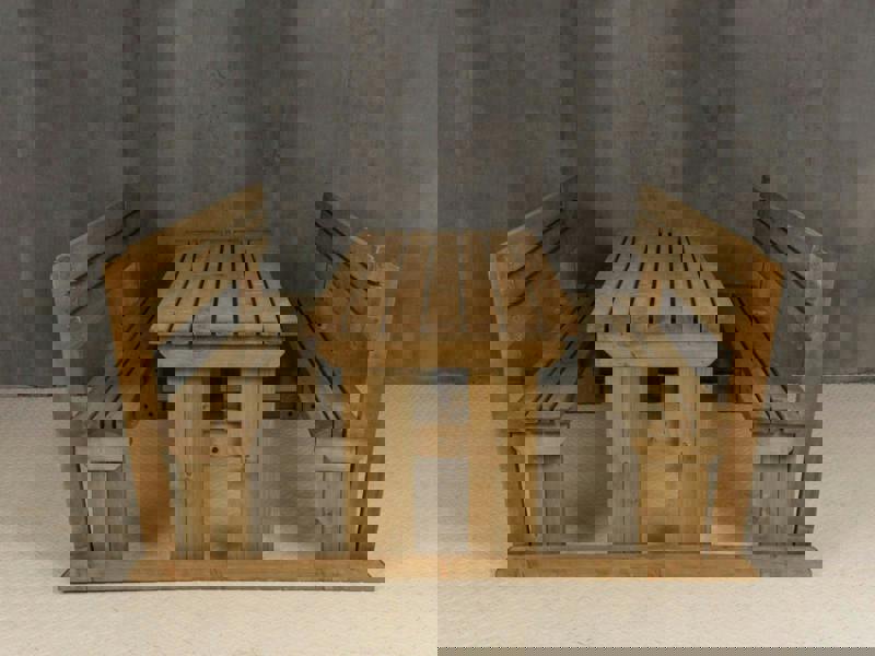 Alders Picnic Table and Benches Set with Backrest – Rustic Finish Wooden Outdoor Dining Set for Gardens and Patios