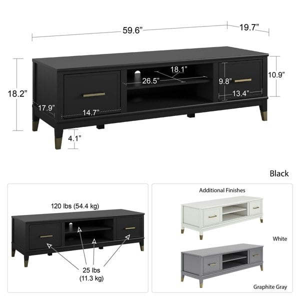 Dorel Home Westerleigh TV-Stand with Doors in Black