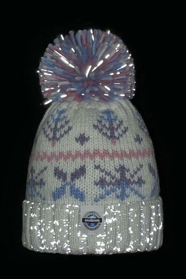 SuperBobble Kids Nordic Knit Beanie Bobble Hat - Pastel Ice Crystal