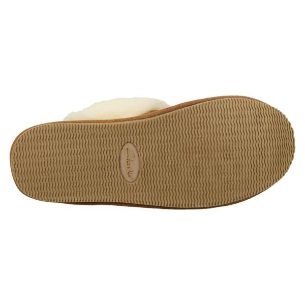 Clarks Ladies Clarks Faux Fur Cuff Mule Slippers Warm Lux