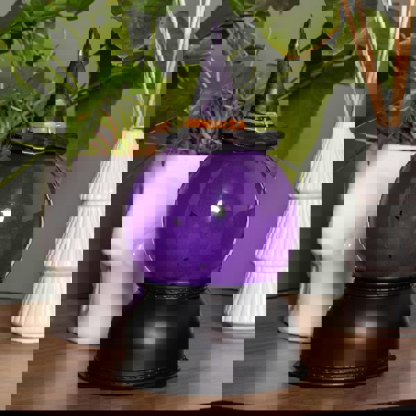 Samuel Alexander 20cm Battery Operated Light up Purple Witch's Hat Water Globe Decoration