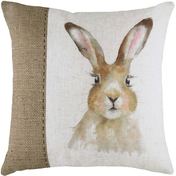 Evans Lichfield Hessian Hare Cushion Cover - White/Brown