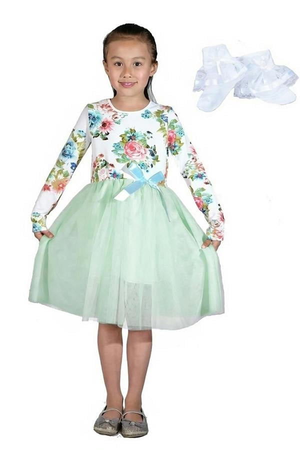 Cinda Floral Dress and Lace Socks
