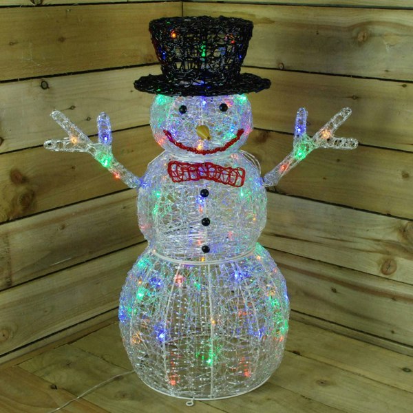 Samuel Alexander LIGHT UP 76cm ACRYLIC Christmas SNOWMAN with 88 MULTI COLOUR LED Lights
