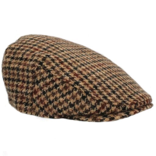 Heather Hats & Accessories Genuine Harris Tweed Wool Flat Cap, Satin Lining, Outdoor Wear, Furrow Beige
